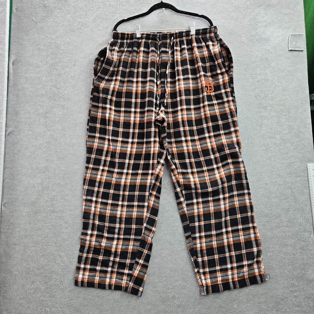 San Francisco Giants Men Sleepwear XL Black Logo Embroidery Plaid Flannel Pajama